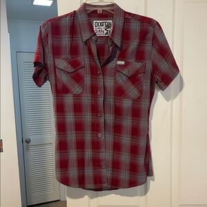 DIXXON Burgundy and Gray Plaid women’s shirt